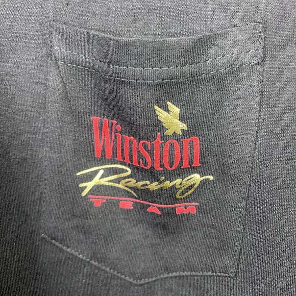 Winston Racing Vintage Pocket-Tee T-Shirt Black Single Stitch Size XL 90s - Picture 5 of 11